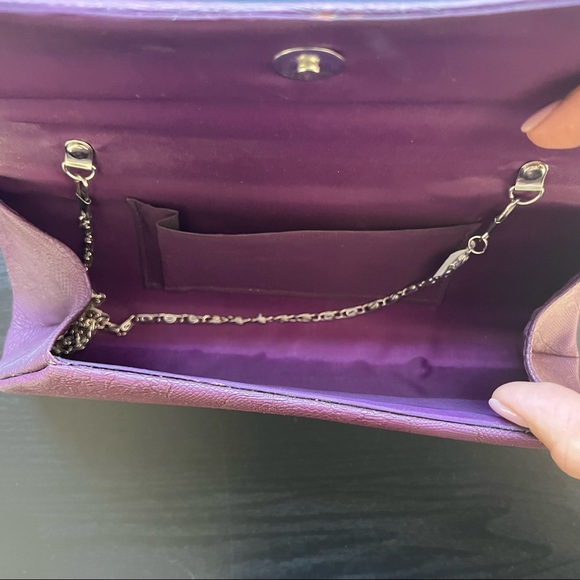 Purple Faux Leather/Lace Clutch - Picture 5 of 7
